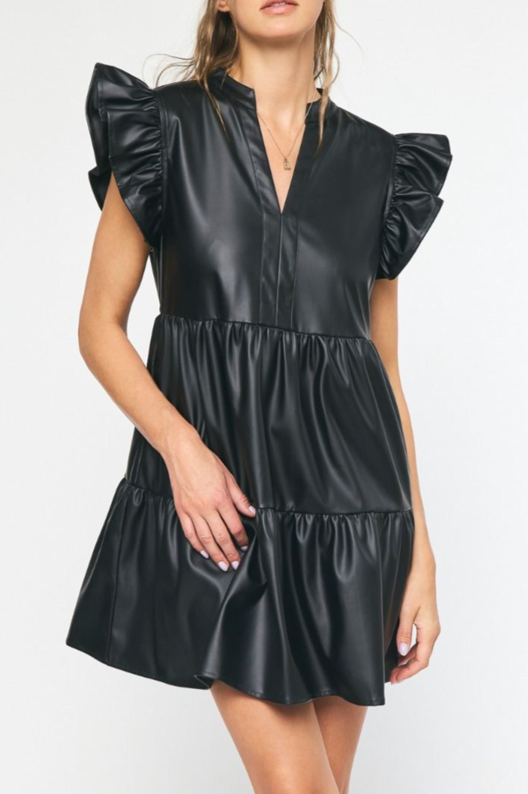 Zara, Dresses, Zara Faux Leather Dress With Belt 243