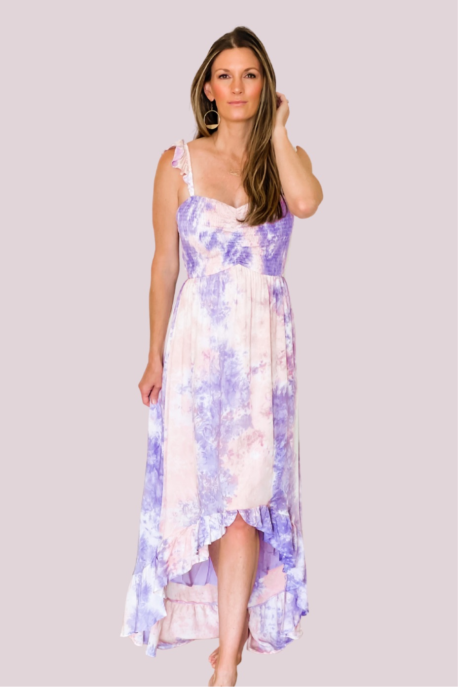 fitted lace wedding dress Stripe Tie-Dye Printed Maxi Dress  Wholesale Capella Apparel