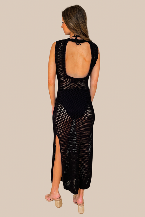 Olivia Crochet Cover Up Dress - Black
