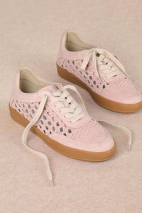 Giselle Woven Lace Up Sneakers - Dark Beige