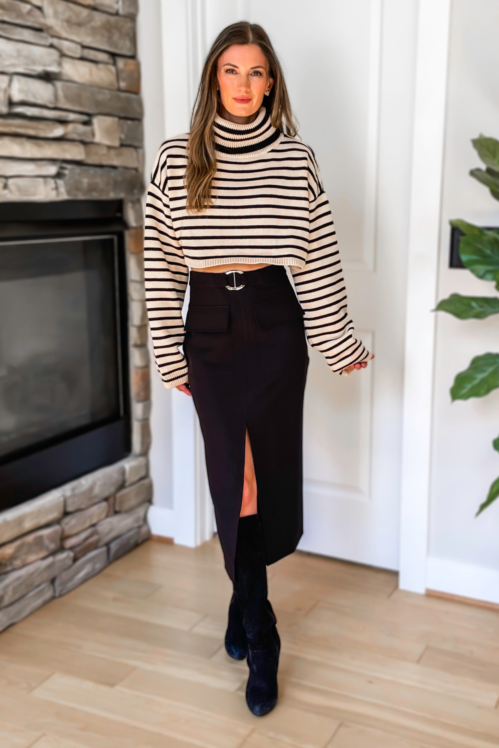 Next Level Belted Front Slit Midi Skirt - Black - SALE – Ivy