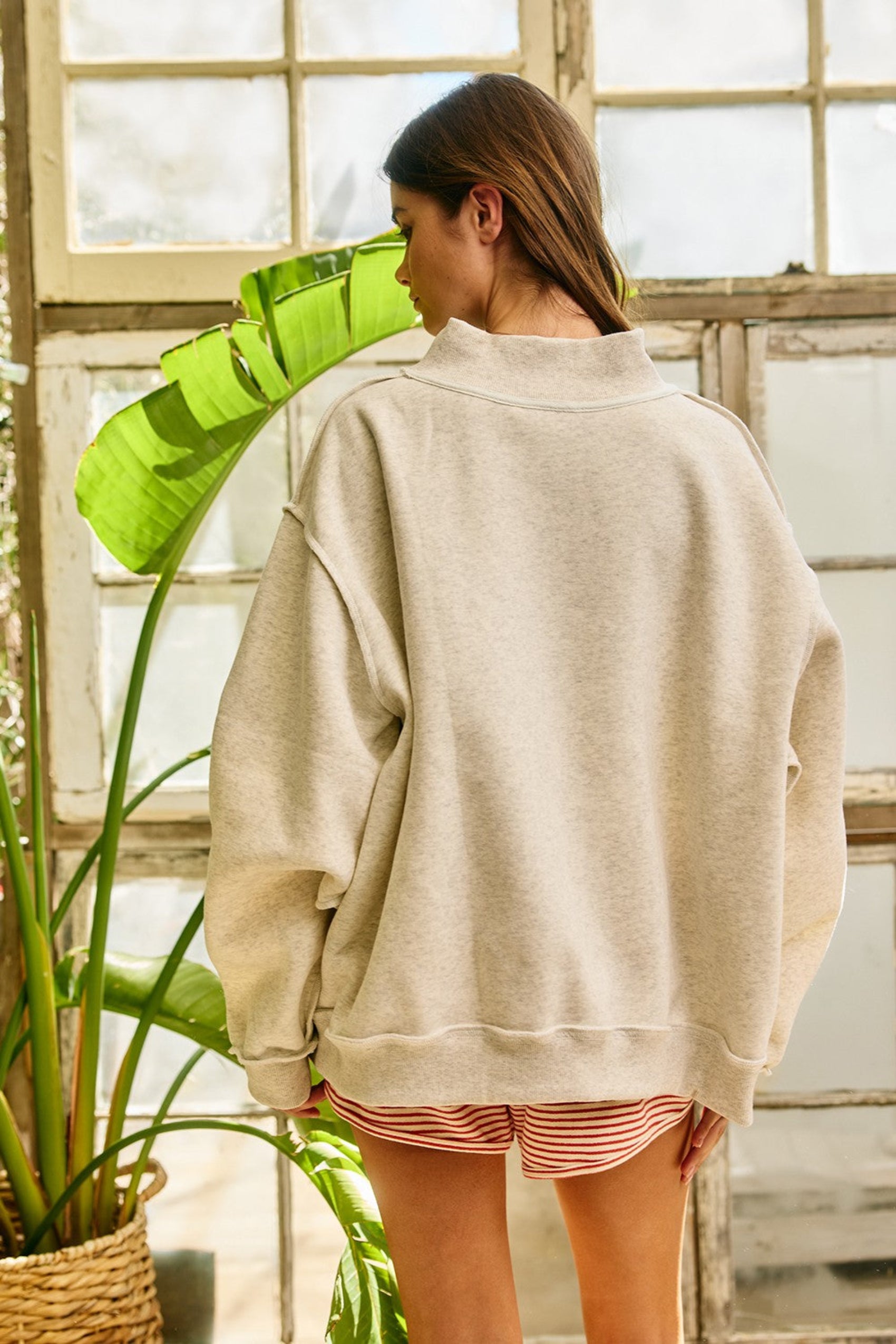 WWJD Patchwork Mock Neck Sweatshirt - Ash Grey Multi