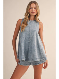Harper Denim Top and Shorts Set