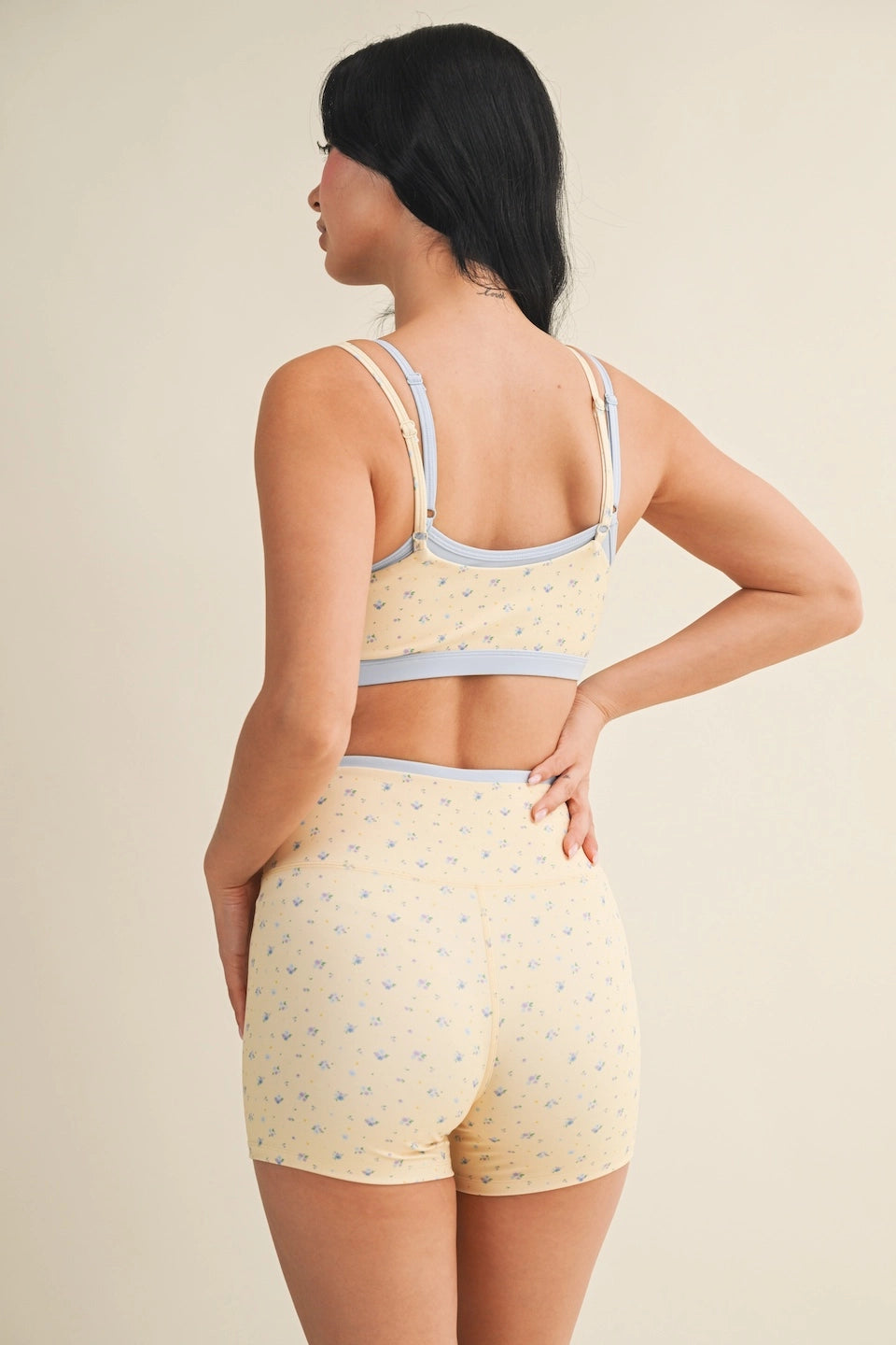 Lemon Floral Double Layered Sports Bra