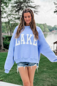 Beach/Lake Reversible Mock Neck Sweatshirt - Blue
