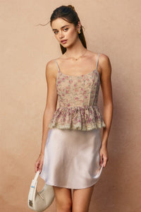 Iris Floral Lace Corset Peplum Top