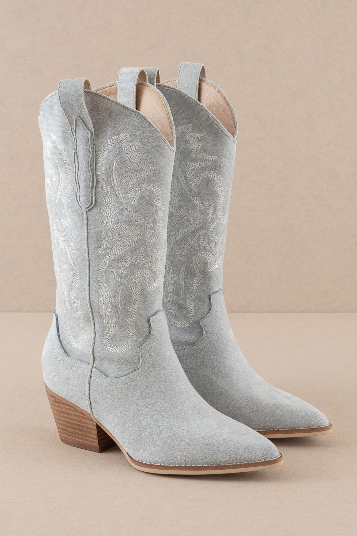 Lainey Western Embroidered Boot - Blue Suede - restock 