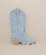 Lainey Western Embroidered Boot - Slate Blue - Restock!