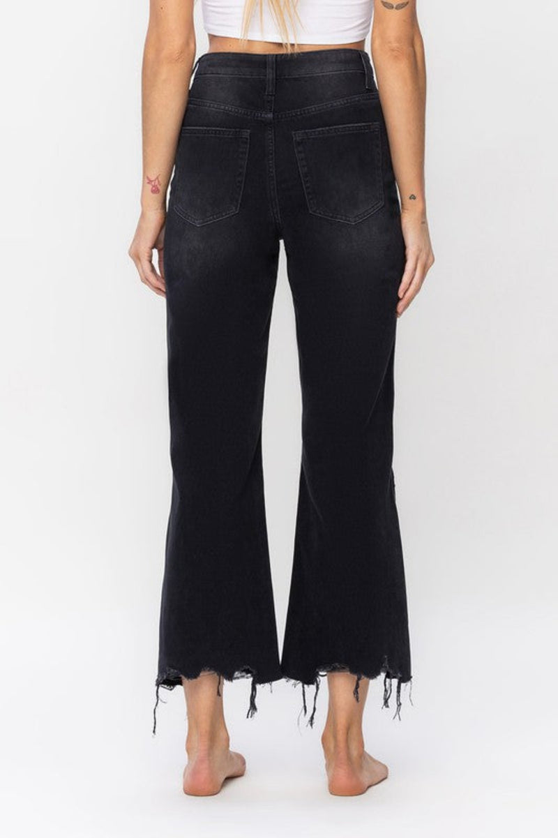 Happy Place 90's Crop Flare Jeans - Black