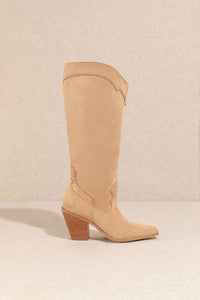 Lexington Suede Knee High Boots - Apricot