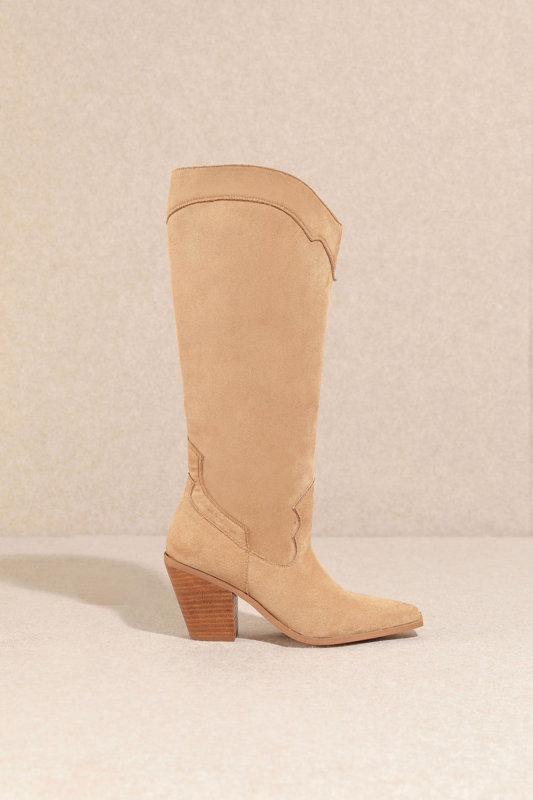 Lexington Suede Knee High Boots - Apricot