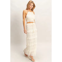 Coastal Romance Two Piece Skirt Set - Cream