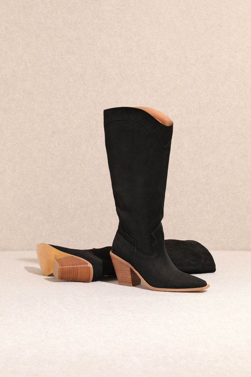 Lexington Suede Knee High Boots - Black