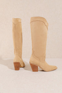 Lexington Suede Knee High Boots - Apricot