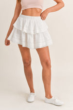 Summer Nights Lace Ruffle Mini Skirt - Off White