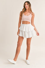 Summer Nights Lace Ruffle Mini Skirt - Off White