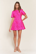 Time To Shine Mini Dress - Hot Pink
