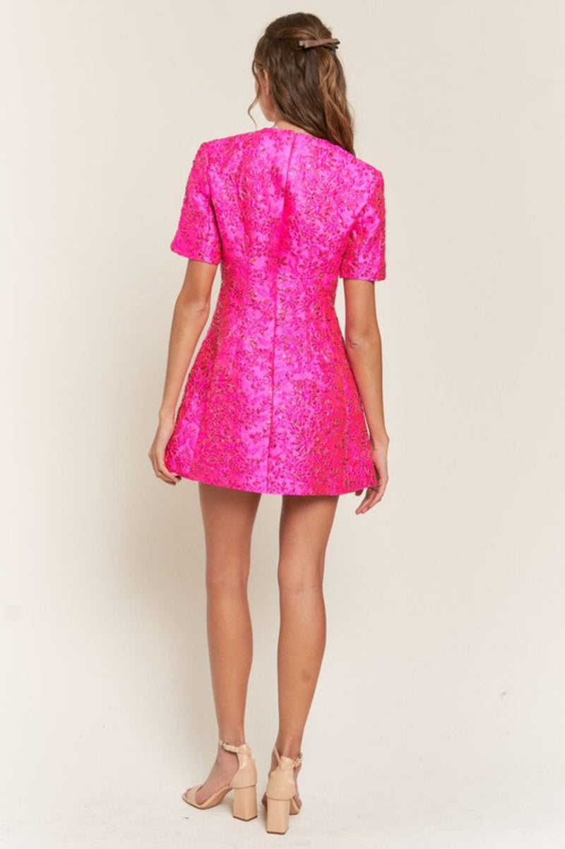 Time To Shine Mini Dress - Hot Pink