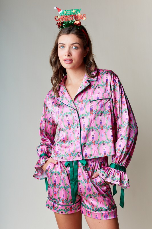 Nutcracker Dance Pink Satin Pajama Set