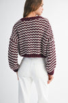 Peyton Contrast Stripe Knit Cardigan - Burgundy and White
