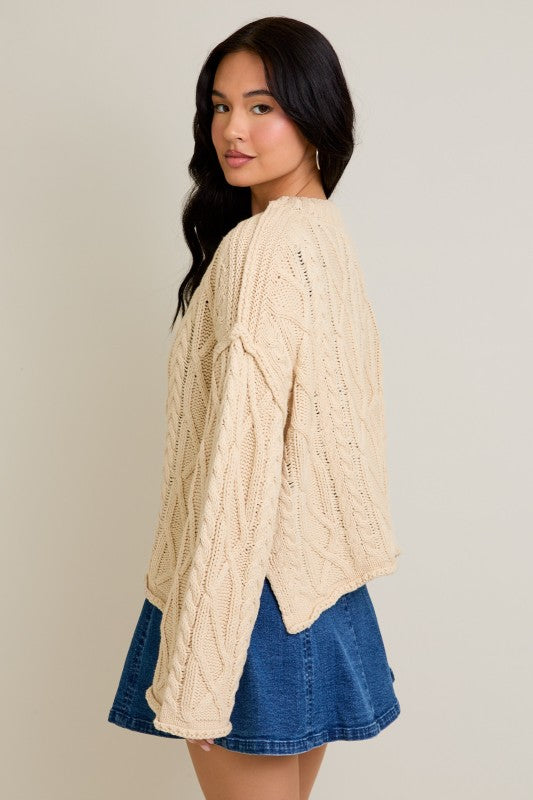 Clara Cable Knit Sweater - Cream