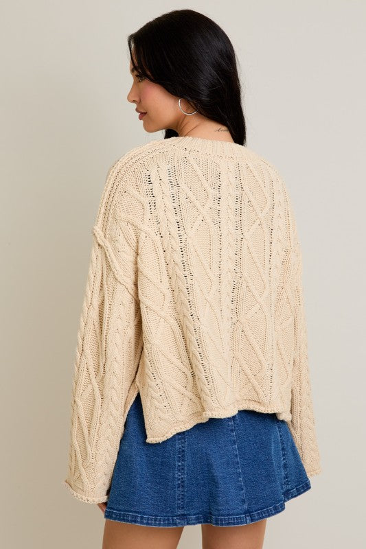 Clara Cable Knit Sweater - Cream