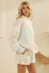 Cozy Quilted Pastel Mock Neck Sweatshirt