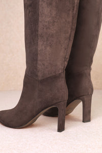 Adriana Suede Knee High Boots - Chocolate