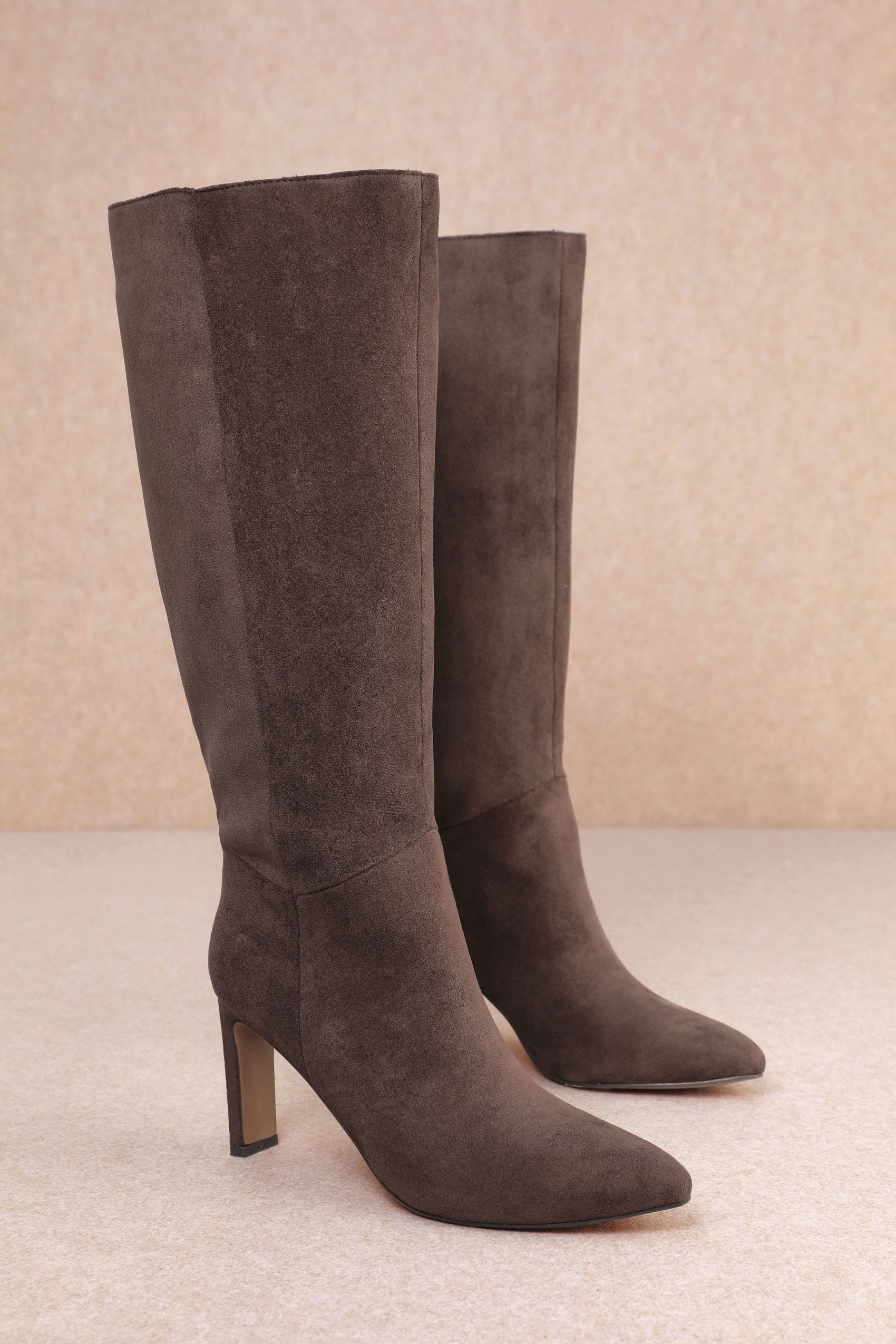 Adriana Suede Knee High Boots - Chocolate