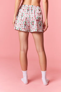 Pink Santa, Nutcracker, and Bows Satin Pajama Set