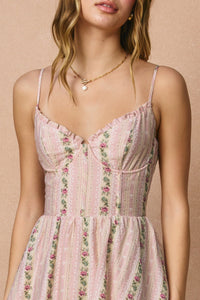 Garden Rose Corset Tiered Midi Dress