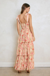 Emmelie Floral Tiered Maxi Dress -Blush Multi