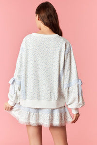 Blue Floral and Lace Sweatshirt - SALE