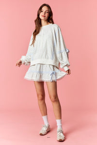 Blue Floral and Lace Sweatshirt - SALE