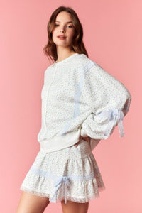 Blue Floral and Lace Sweatshirt - SALE