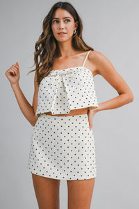 Evie Polka Dot Skort Set - Cream and Black