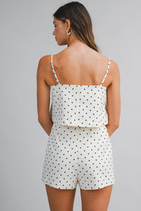 Evie Polka Dot Skort Set - Cream and Black