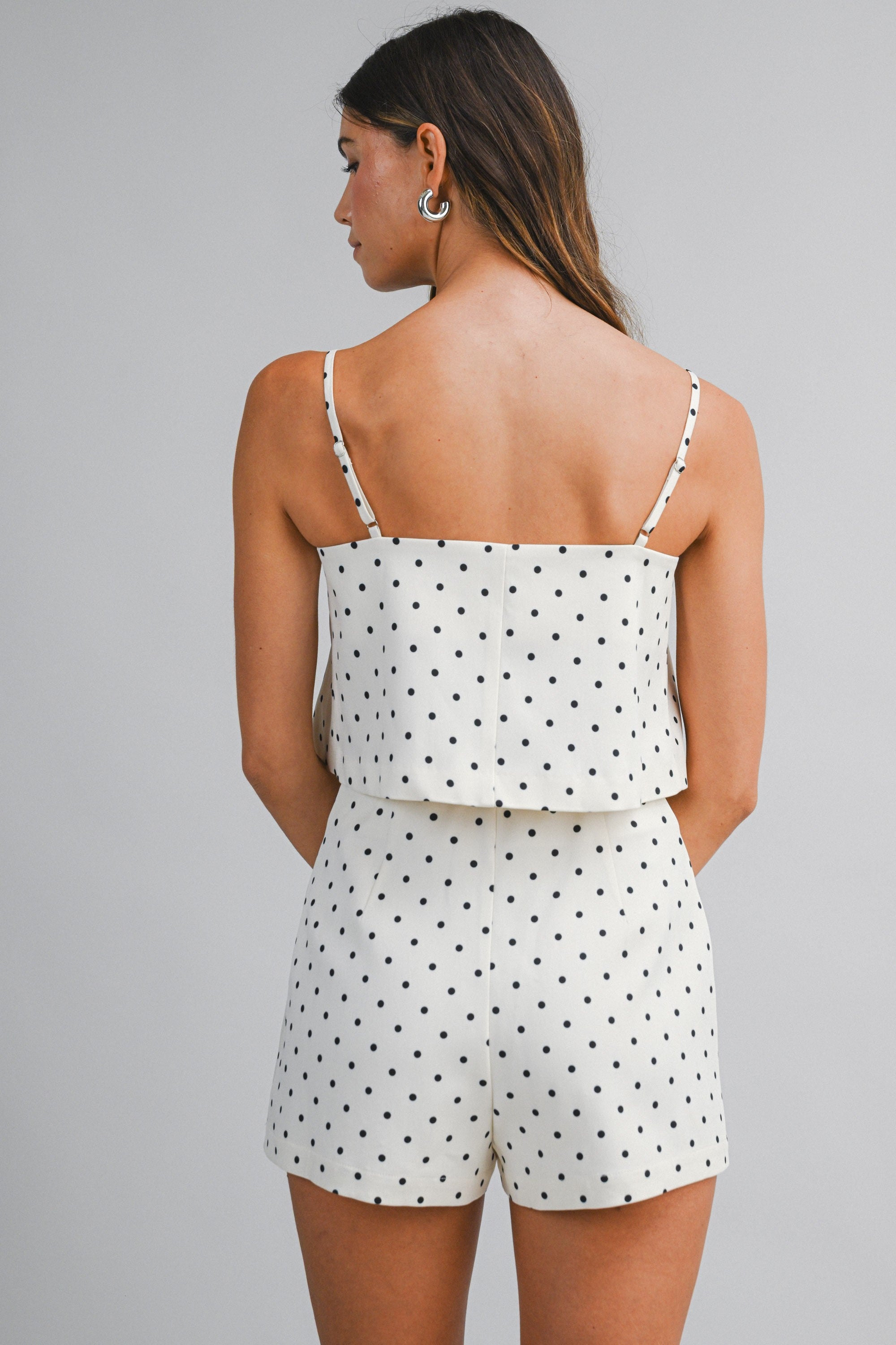 Evie Polka Dot Skort Set - Cream and Black