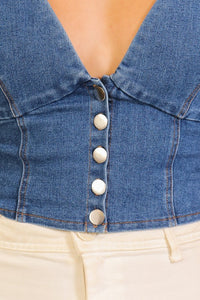 Desert Muse Denim Corset Top - Medium Wash