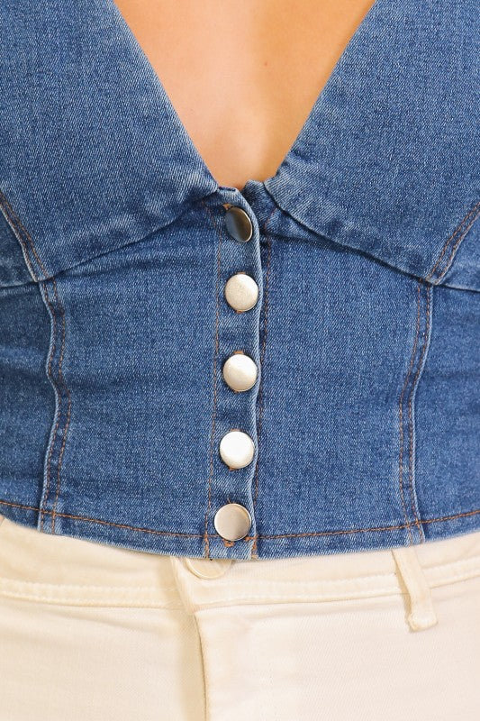 Desert Muse Denim Corset Top - Medium Wash