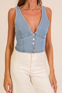 Desert Muse Denim Corset Top - Light Wash