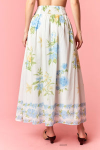 Summer Bliss Floral Two Piece Skirt Set - Blue and White