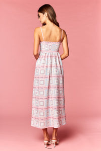 Blooming Love Floral Print Bow Maxi Dress - Pink and Blue