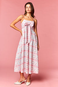 Blooming Love Floral Print Bow Maxi Dress - Pink and Blue