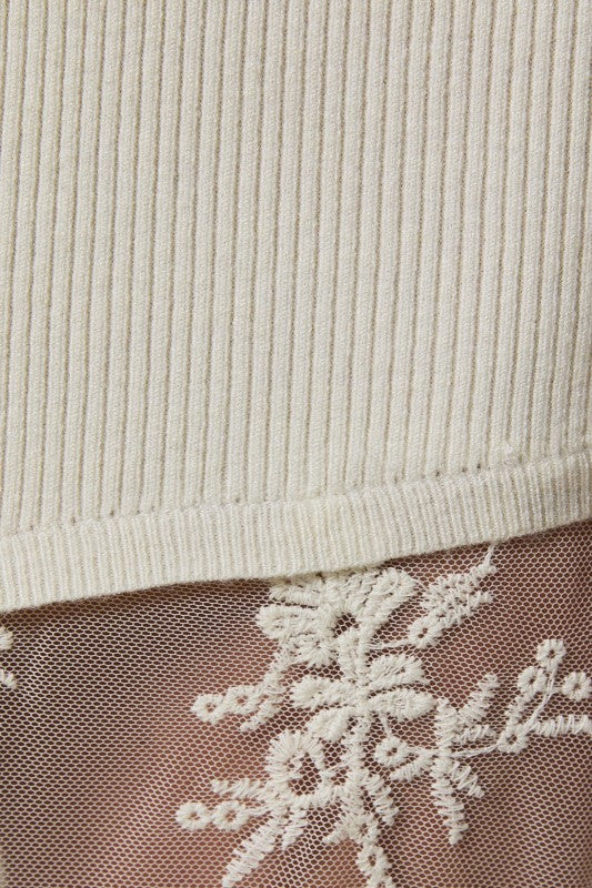 Modern Romance Strapless Knit Lace Midi Dress - Off White