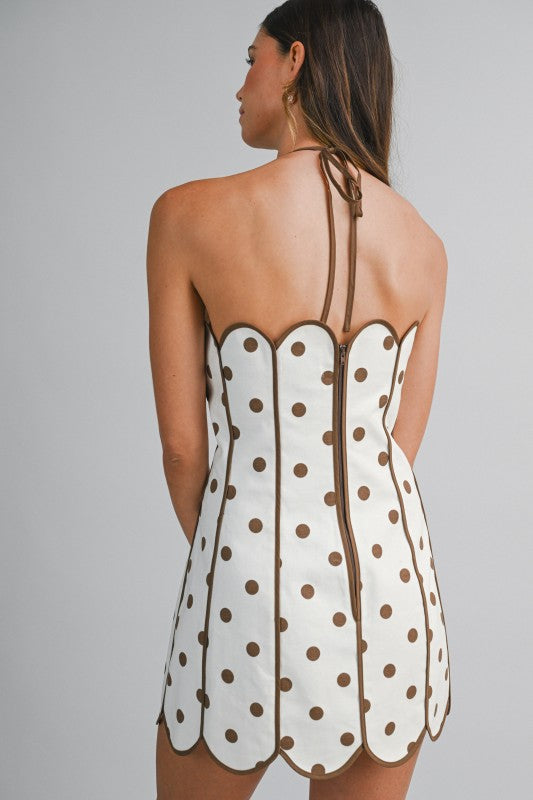 Darling Polka Dot Scallop Mini Dress