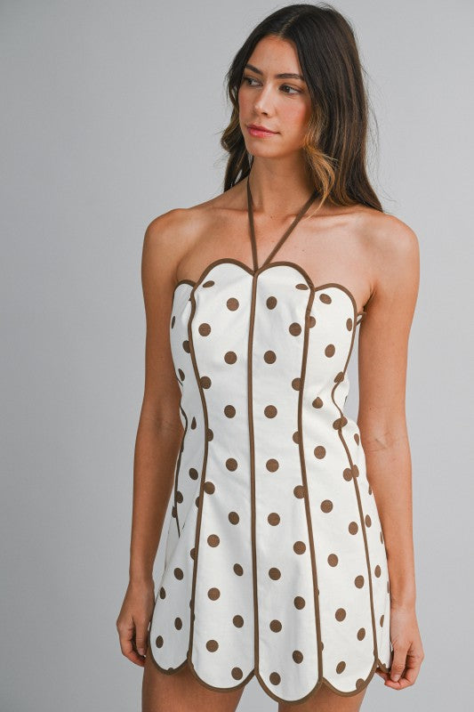Darling Polka Dot Scallop Mini Dress