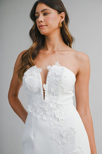 Timeless Bloom Strapless Maxi Dress - White