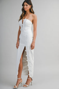 Timeless Bloom Strapless Maxi Dress - White