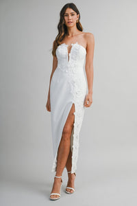 Timeless Bloom Strapless Maxi Dress - White